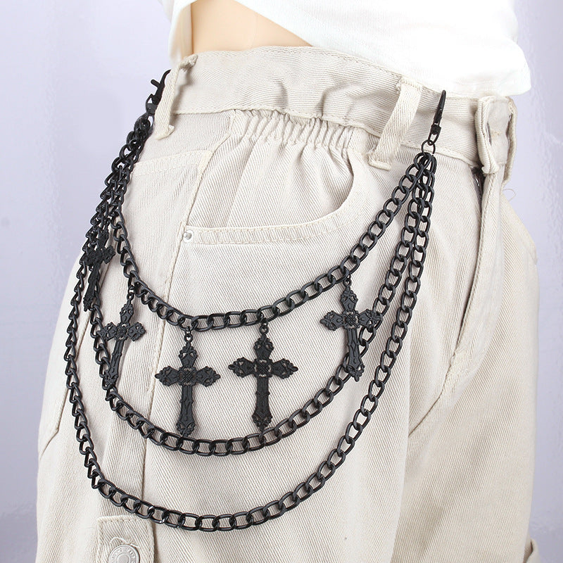 Retro Multi-layer Cross Pendant Waist Chain