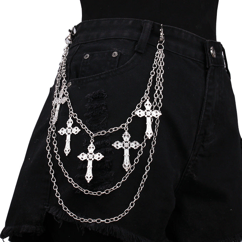 Retro Multi-layer Cross Pendant Waist Chain